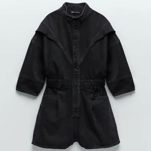 ZARA Black Short Denim Romper